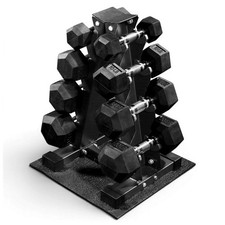 BalanceFrom Dumbbell Set with Stand, Rubber Encased Home Gym Hand Weights, 100lb picture