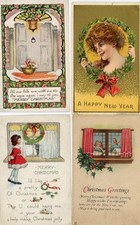 Vintage group of 8 Vintage Christmas Greeting postcards 1908-1920's picture