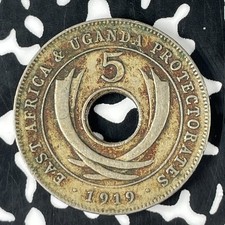 1919-H East Africa & Uganda 5 Cents Lot#F0455 Scarce picture