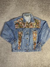 Vintage Nadia Jacket Womens M Blue Denim Teacher Children Tapestry RARE USA picture