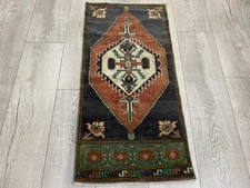 Vintage mini rug, Small turkish rug, Oushak wool rug, Doormat rug, 1.4x2.9 ft picture