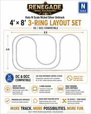 Kato N Scale Nickel Silver UNI Track 4' x 8' 3 Ring Layout Set DC DCC picture
