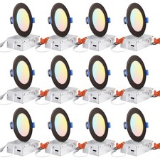 12 Pack 4/6 Inch 5CCT Ultra-Thin Recessed Light with J-Box, Oil Rubbed Bronze picture