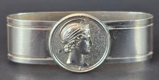 Antique Victorian Coin Silver 900 Medallion Napkin Ring with Engraved Dedication picture