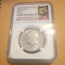 2014 P Clad Kennedy Half Dollar High Relief NGC SP67 Portrait Label #5038 picture