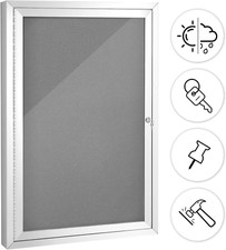 SWANCROWN 28x20 Weather Resistant Wall Mounted Bulletin Board - Grey Felt picture