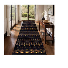 Serissa Hallway Runner Rug 2X10 Washable Non-Slip Black And Gold Boho Rug Soft picture