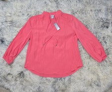 NWT  CHICO'S WOMEN'S  BLOUSE FASHION TOP LS CALYPSO CORAL Sz1 US 8-10 M    picture