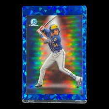 JACKSON CHOURIO ROOKIE BLACK CHROME REFRACTOR CARD 2023 Bowman Insert - Brewers picture