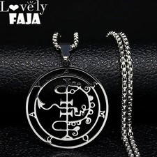 Stainless Steel Baphomet Sigil Necklace Satanic Jewelry Asmoday Pendant picture