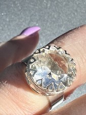 Rock Crystal 830s silver Ring Norway Norwegian Vintage Estate 1665 picture