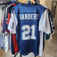 VINTAGE Deion Sanders Jersey Throwback Blue DALLAS COWBOYS - MENS MEDIUM picture