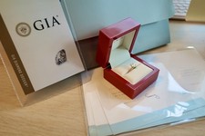 James Allen GIA 0.91ct Oval Diamond Ring VVS2 H 14K Yellow Gold Size 4.5 picture