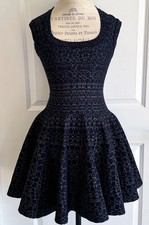 New Azzedine Alaia  BLACK  GOLD WOOL BLEND KNIT FIT & FLARE MINI DRESS 36 picture