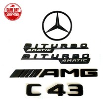 Gloss Black C43 AMG BITURBO 4MATIC Rear Star Emblem Badge For Mercedes Benz C205 picture