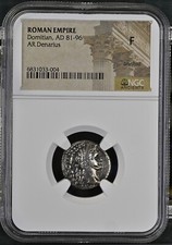 NGC F - FINE Denarius Domitian AD81-96 NGC Ancients Certified Roman Silver FINE picture