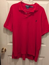 Polo Ralph Lauren Custom Fit Red Solid Short Sleeve Polo Shirt Men's L picture