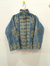 Grey Embroidery floral Jackets Velvet inner Cotton Bohemian Style Winter Coat picture