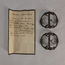 Antique Georgian Sterling Silver Shoe Buckles w/ Provenance Letter 60g c1780s picture