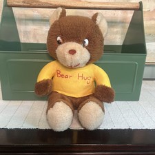 Vintage Knickerbocker Bear Hug Plush Stuffed Animal side eyes Toy Yellow Shirt  picture