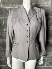 Vintage 1940s gabardine wool Suit fitted Jacket classy pinup rockabilly M  picture
