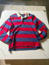 U.S. Polo Assn. Men's Red Blue Striped Long Sleeve Polo Shirt, M, Button Logo picture