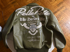 Who Decides war Pelle Pelle  Collab S/O Men’s Green Leather Bomber Jacket 2XL picture