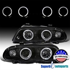 Fits 1999-2001 BMW 99-01 E46 4Dr 323i 328i 330i Halo Projector Headlights Black picture