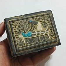 Handmade Ancient Egyptian Box with Anubis & Isis Pharaonic Relic Style Decor picture