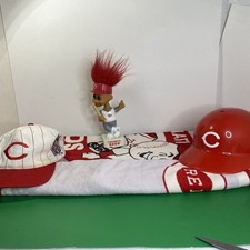 Vintage Cincinnati Reds Lot 1992 Russ Troll Bobblehead Grosscap Hat Helmet Towel picture