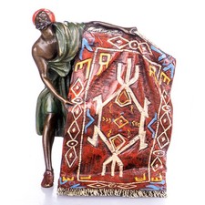 Farbige Bronze Skulptur Vienna Araber mit Teppich after Franz Bergman picture