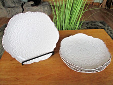Pfaltzgraff CHATEAU Cream Salad Plates 8.5” Embossed Lace SET OF 4 ~ BEAUTIFUL picture