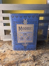Antique 1800s Poetical Works Thomas Moore Blue Decorative Cloth Illustrated picture