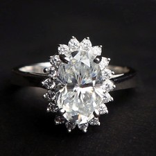 Certified White Diamond 5.00Cts. Oval Shape Ring In 925 Silver - Tariffs Free picture