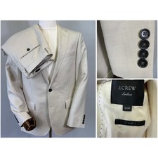 J.Crew Ludlow Suit Mens 40R 34W Beige Wool Silk Linen Vitale Barberis Canonico picture