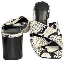 MARC FISHER SQUARE TOE MLSAYDI 7 SNAKESKIN CHUNKY LEATHER HEEL BLOCK PREO SANDAL picture