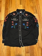 Roark tough as nails on the range black  streetwear embroidered western shirt XL picture