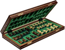 Handmade European Wooden Chess Set with Flowers, 16 Inch Board and Hand Carved  picture