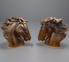 PAIR Vtg 1978 Horse Head Sculptures Austin Productions Flaming Mane Set J Spratt picture