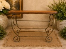 Vintage HOMCO Home Interiors Wood Wall Shelf Gold Metal Scroll 17” Country Decor picture