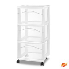 Plastic Storage Drawer Cart with Casters, Portable Utility, No Assembly Required picture