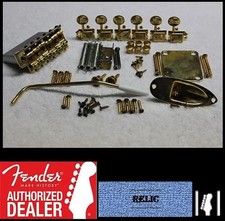 Fender Aged/Relic Gold Stratocaster 2 3/16 Tremolo Hardware Set Strat w/ Tuners picture