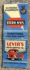 Vintage LEVIN’S Auto Supply Co. Matchbook Cover, VAN NESS Automotive Products picture