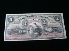 Peru 1879 2 Soles Banknote XF Pick #2 Nice picture