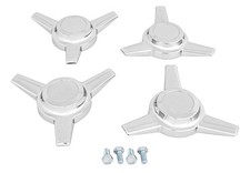 JEGS Three Bar Straight Spinner Caps  [Chrome Zinc, 4-PC] picture