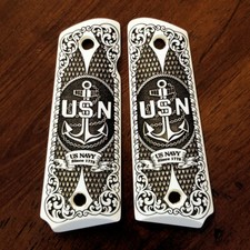 Colt 1911 custom 3D engraved imitation ivory grips US NAVY Anchor picture