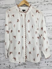 Talbots Women's S Scallop Trim Embroidered Shirt Feminine Cottage picture