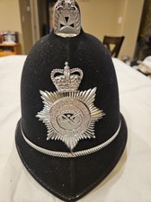 Vintage British Transport Police Officer Bobby Helmet Hat w/ Badge PARTS Size 56 picture