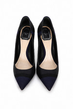 Christian Dior Women's Pointed Toe Pumps Black Blue Mesh Size 37 picture