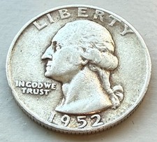 1952-D Washington Quarter 90% SILVER ~ (VF) Very Fine ~ US 25c Circulated Coin picture